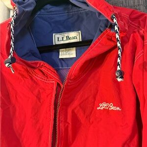 L.L. Bean Red Lightweight Hooded Shirt Jacket